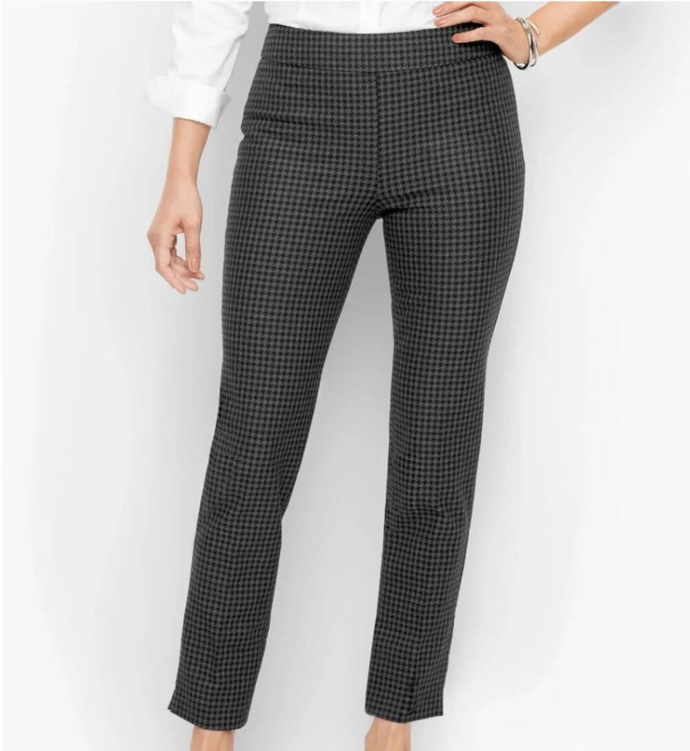 Talbots Houndstooth Chatham Ankle Pants Black Gray Petite Size 2P